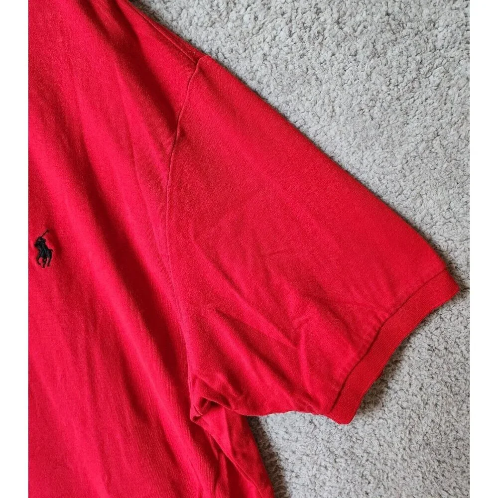 Polo Ralph Lauren Red Short Sleeve Pony Logo Polo Shirt Size 2XLT 100% Cotton‎